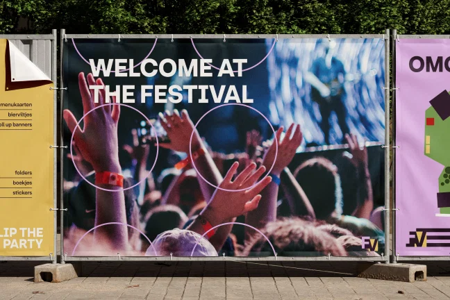  bedrukte banner voor een festival