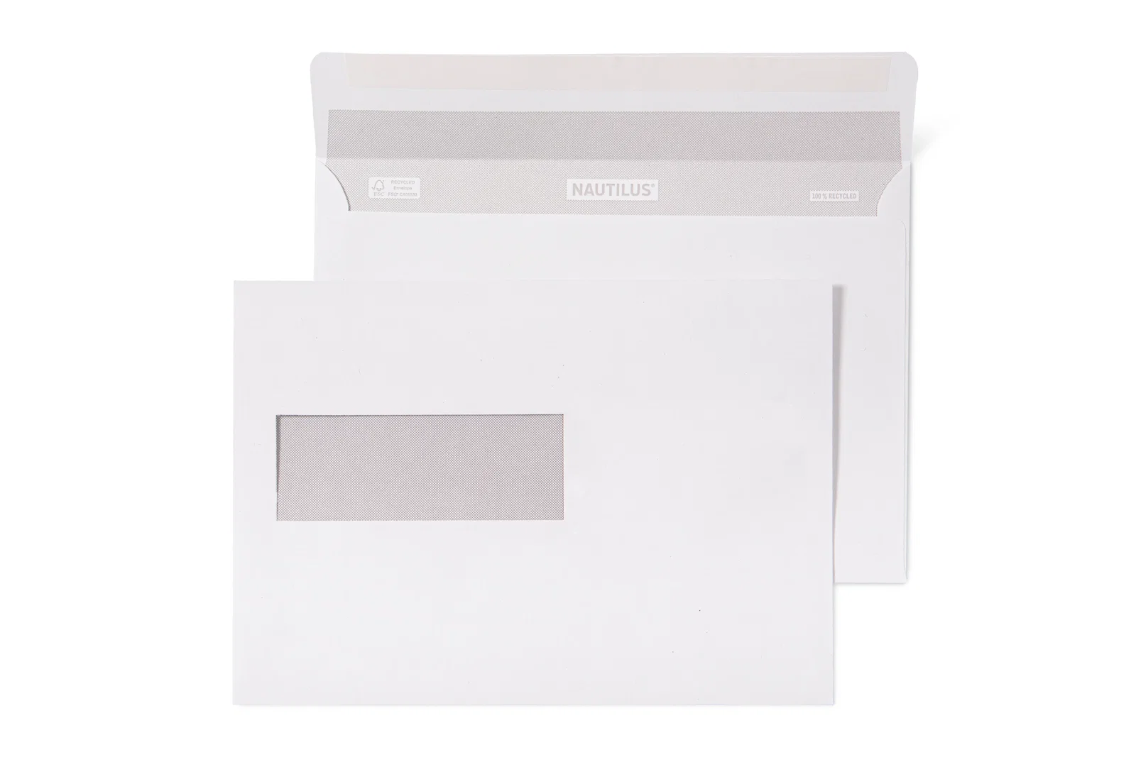 C5 venster links zelfklevende strip offset recycled white