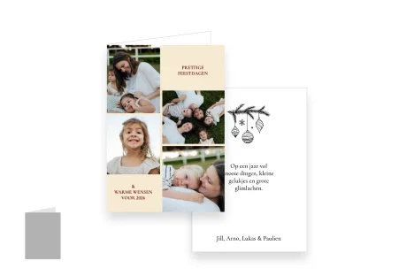 Gevouwen A6 staande kerstkaart met eigen foto.