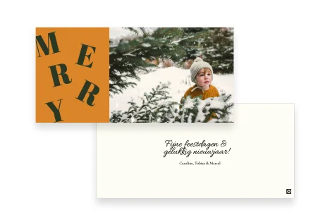 US liggend kerstkaart met eigen foto.