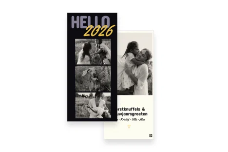 US staande kerstkaart met eigen foto.