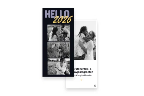 US staande kerstkaart met eigen foto.